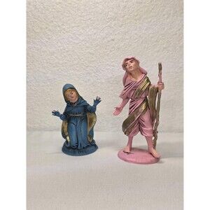 Vintage made in Italy plastic Nativity Mary and Joseph Figurines, Hand Painted